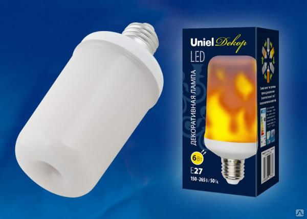 Лампа светодиодная декоративная LED-L60-6W/FLAME/E27/FR PLD01WH