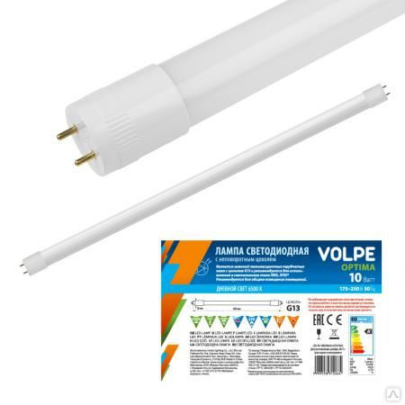 Лампа светодиодная LED-T8-10W/DW/G13/FR/FIX/O Volpe с матовым рассеивателем