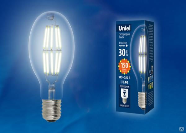 Лампа светодиодная LED-ED90-30W/DW/E40/CL GLP05TR Лампа светодиодная, прозрачная.