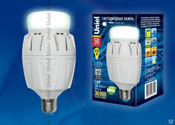 Лампа светодиодная LED-M88--50W/NW/E27/FR ALV01WH с матовым рассеивателем