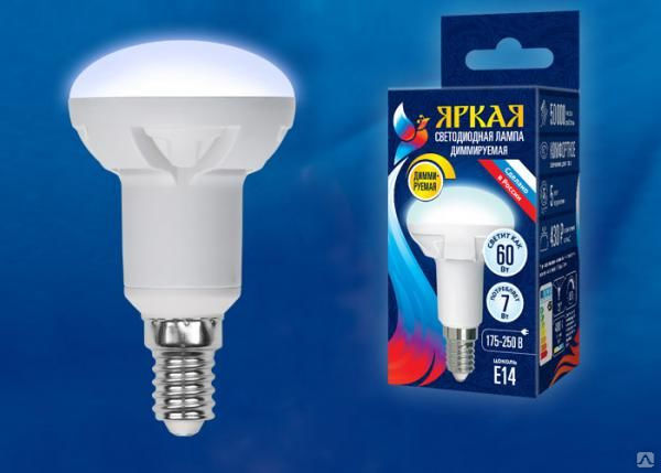 Лампа светодиодная LED-R50 7W/4000K/E14/FR/DIM PLP01WH диммируемая
