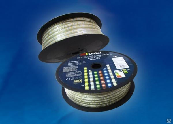 Светодиодная лента ULS-5050-60LED/m-16mm-IP67-220V-14,4W/m-50M-RGB Светодио