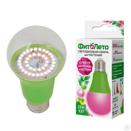 Лампа светодиодная LED-A60-15W/SPSB/E27/CL PLP30GR для растений