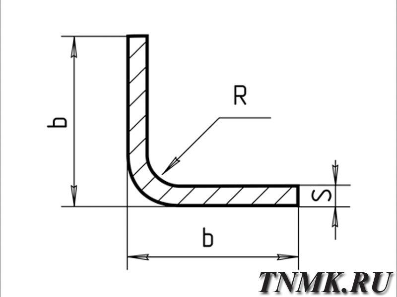 Уголок гнутый чертеж