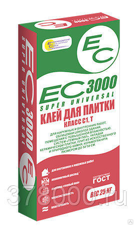 Клей плиточный ЕС-3000, повышенной фиксации, 25 кг, цена в Таганроге от ...