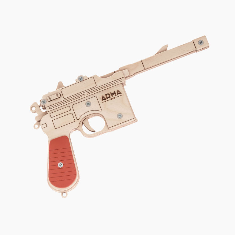 Резинкострел макет деревянный стреляющий пистолет МАУЗЕР К96 2