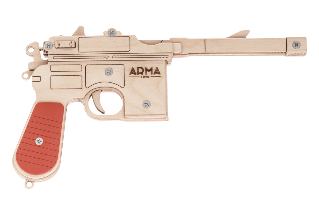 Резинкострел макет деревянный стреляющий пистолет МАУЗЕР К96