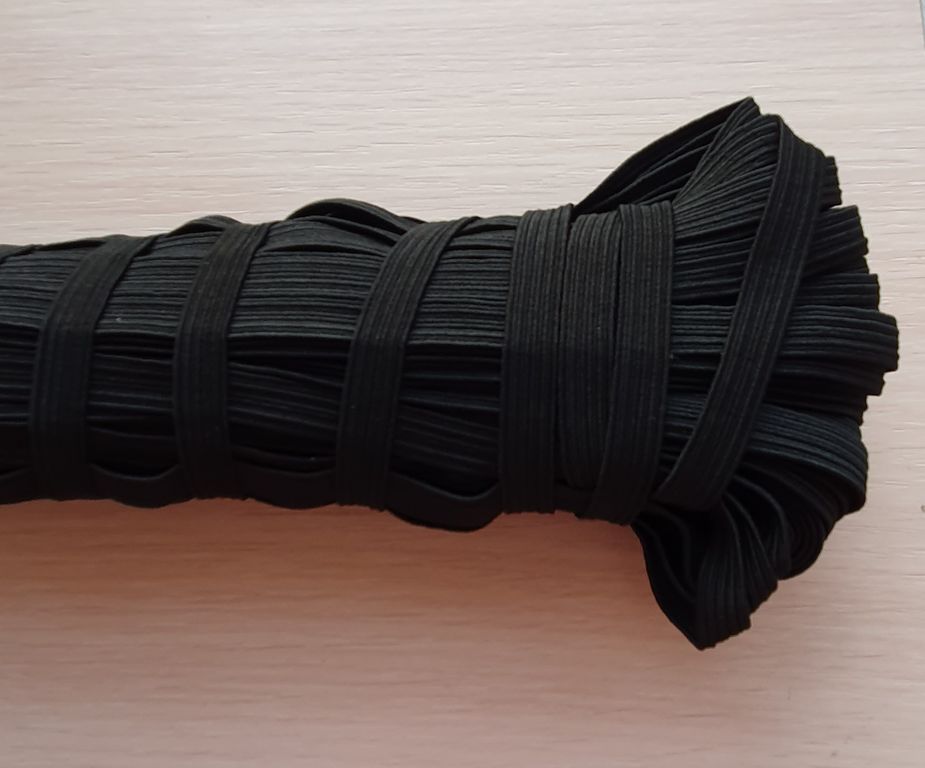 Резинка тканая плетеная 8 мм черная 100 м