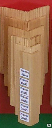 Уголок деревянный внутренний 25х25 мм сосновый цельный бессучковый
