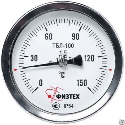 Термометр биметаллический ТБЛ-100 0…120C° 100 мм к.т 1.5, ОШ6, L=64 мм