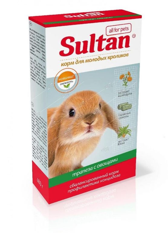 Корм для молодых кроликов с овощами 400 г Султан Трапеза
