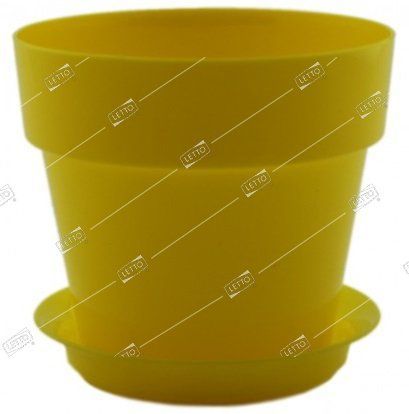 Горшок пластиковый с поддоном Протея желтый d11.5см h10см v0.7л, Ливингрин
