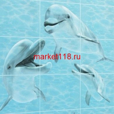 Керамическая плитка Лазурь панно дельфины 750x1050