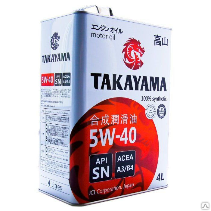 Масло моторное TAKAYAMA SAE 5W40, API SN/CF, ACEA A3/B4 4 л.