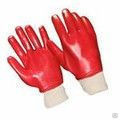 Перчатки МБС, ПВХ красные, полное покрытие, манжет - резинка 
