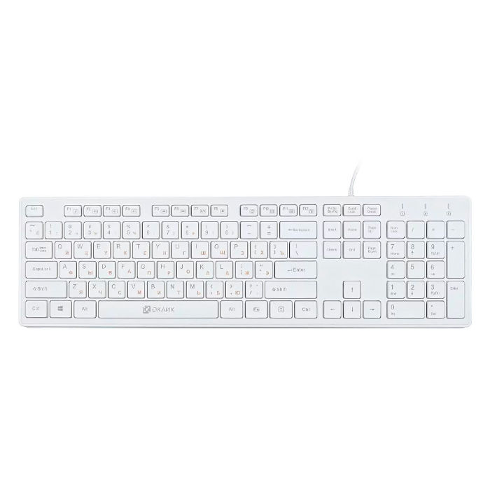 Клавиатура проводная Oklick 500M, USB White