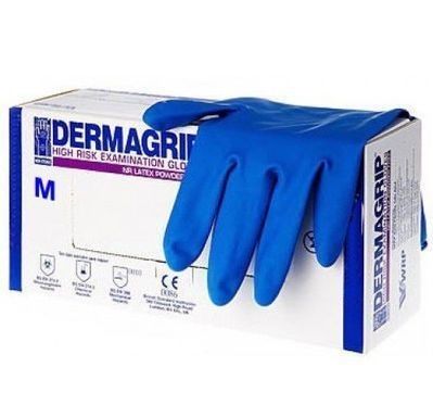 Перчатки латексные Dermagrip High Risk, р-р L 25 пар