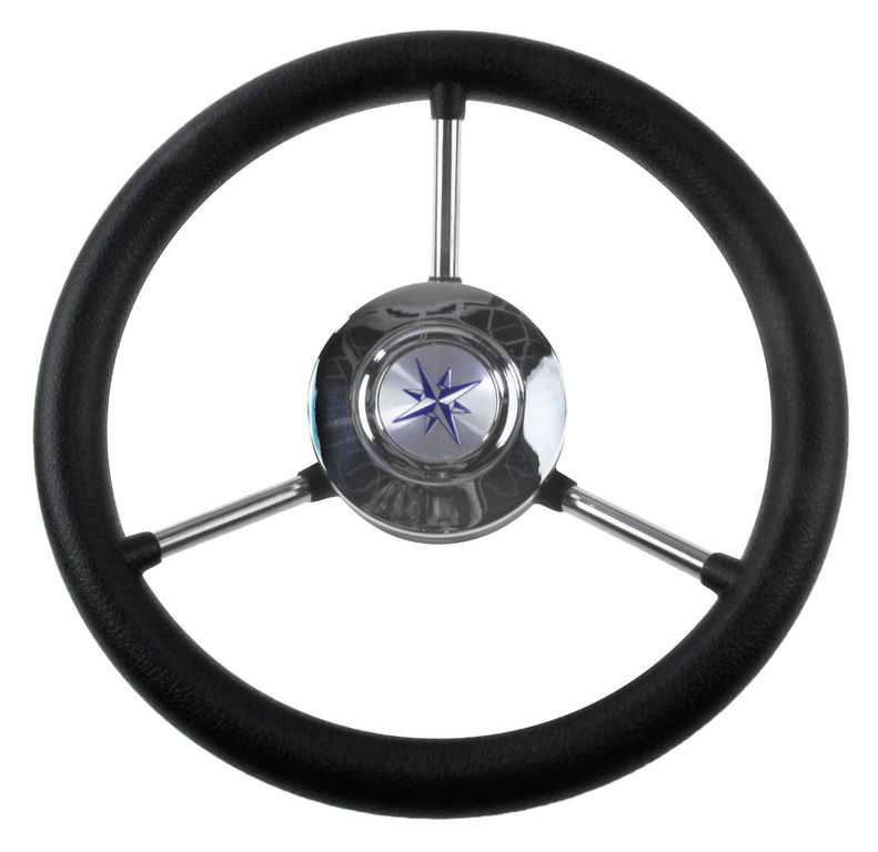 Рулевое колесо LIPARI обод черный, спицы серебряные, диаметр 280 мм, чёрное Volant