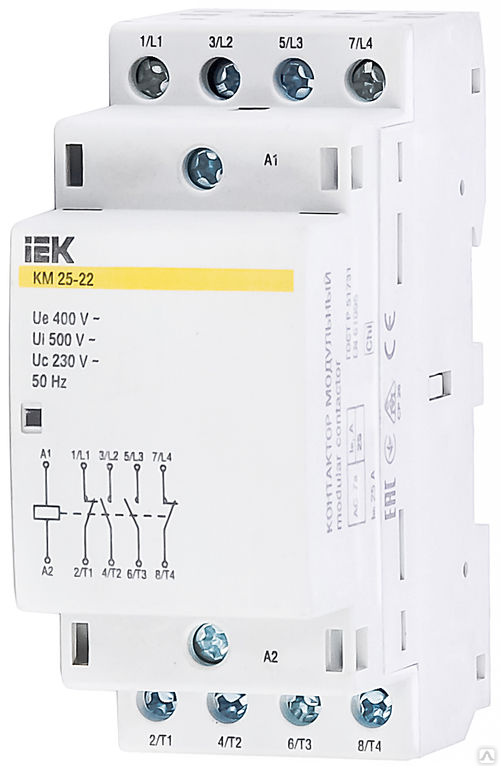 Контактор модульный iek схема подключения