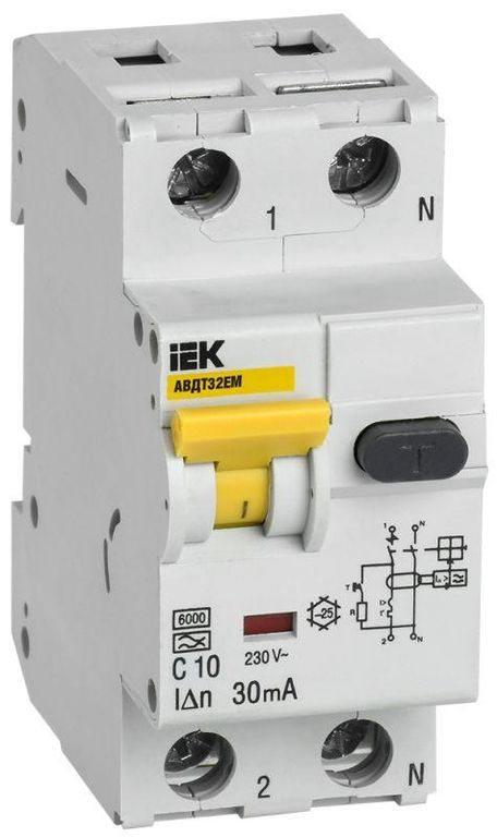 Выключатель автоматический дифференциального тока C 10А 30мА АВДТ32EM ИЭК MVD14-1-010-C-030 IEK