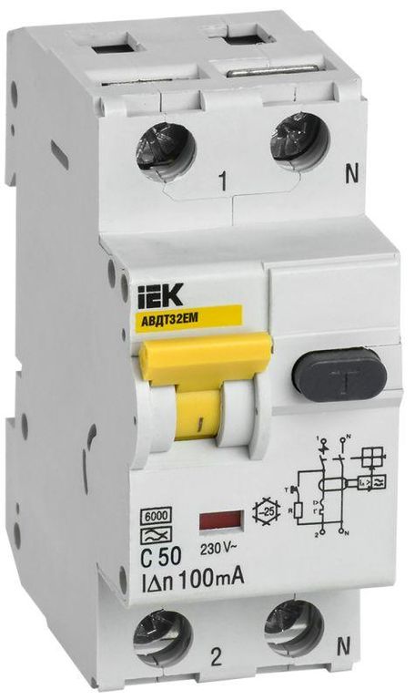 Выключатель автоматический дифференциального тока C 50А 100мА АВДТ32EM ИЭК MVD14-1-050-C-100 IEK