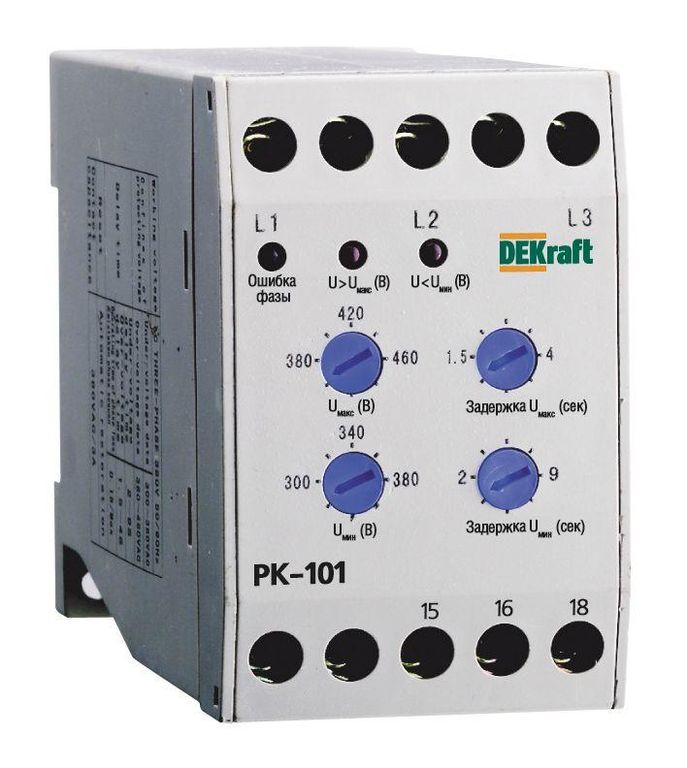 Реле контроля фаз РК-101 380 В тип 01 DEKraft 23300DEK