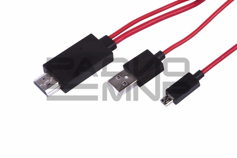 Кабель MHL (HDMI-USB/Micro USB) красный "Rexant"