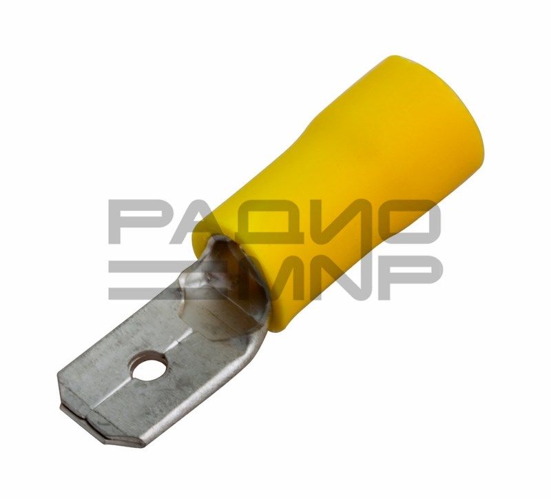 Клемма плоская изолированная штекер жёлтая 6.3 мм 4-6 кв. мм. (РПи-п 6.0-(6.3)) "Rexant" 1