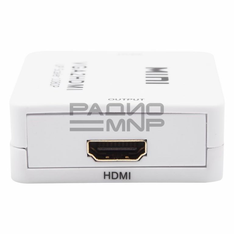 Конвертер вход гн. VGA + гн.3,5мм - гн.HDMI выход, пластик "Rexant" 4