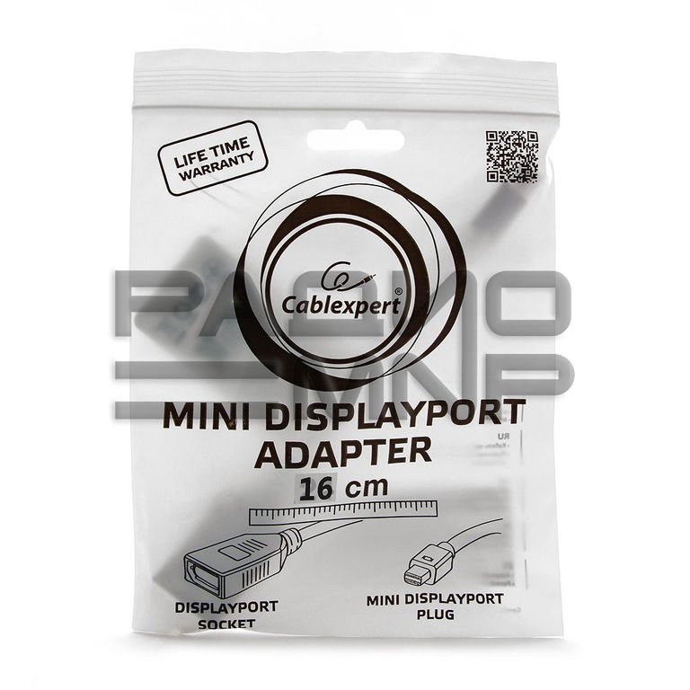 Переходник шт. mini DisplayPort - гн. DisplayPort шнур 16см "Cablexpert" 2