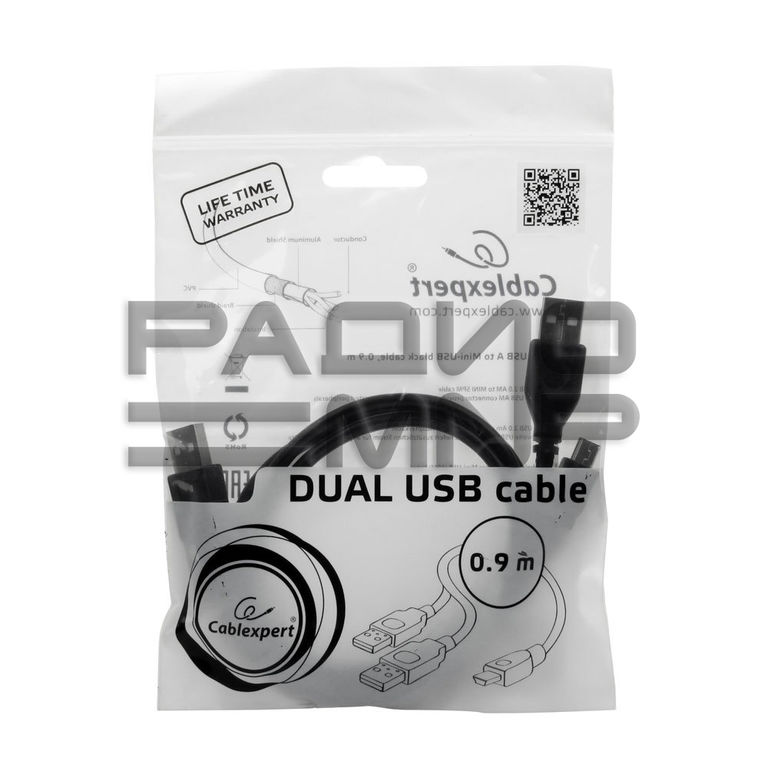 Шнур USB (A)шт.+USB (A)шт. - 5 pin mini USBшт. 0,9м "Cablexpert" 3