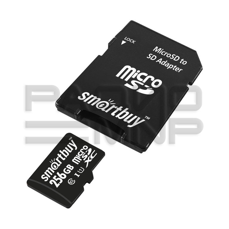 Карта памяти MicroSDXC 256GB SmartBuy (UHS-I, U1, class10) с адаптером SD 2