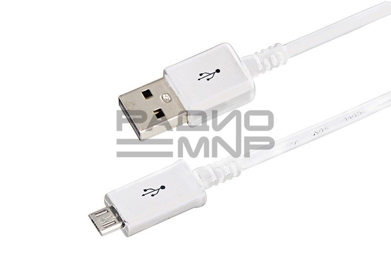 USB кабель для зарядки micro USB, (длинный штекер, белый) 1м