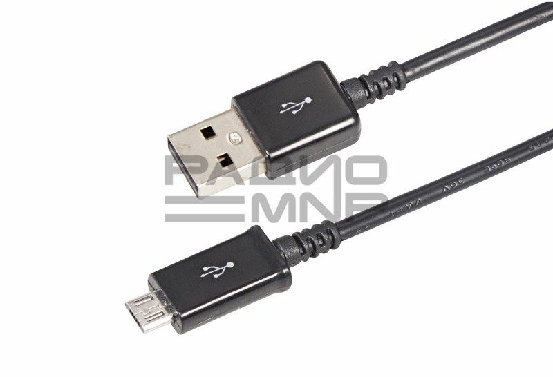USB кабель для зарядки micro USB (длинный штекер, чёрный) 1м