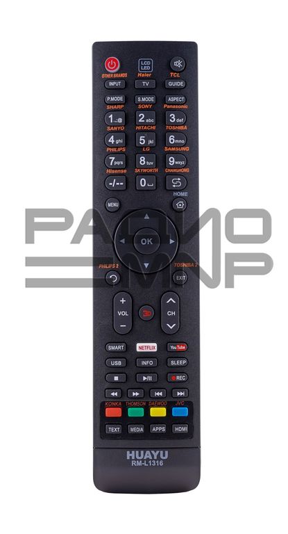 Пульт ДУ универсальный HUAYU RM - L1316 LCD TV, 3D, Smart, Youtube, Netflix
