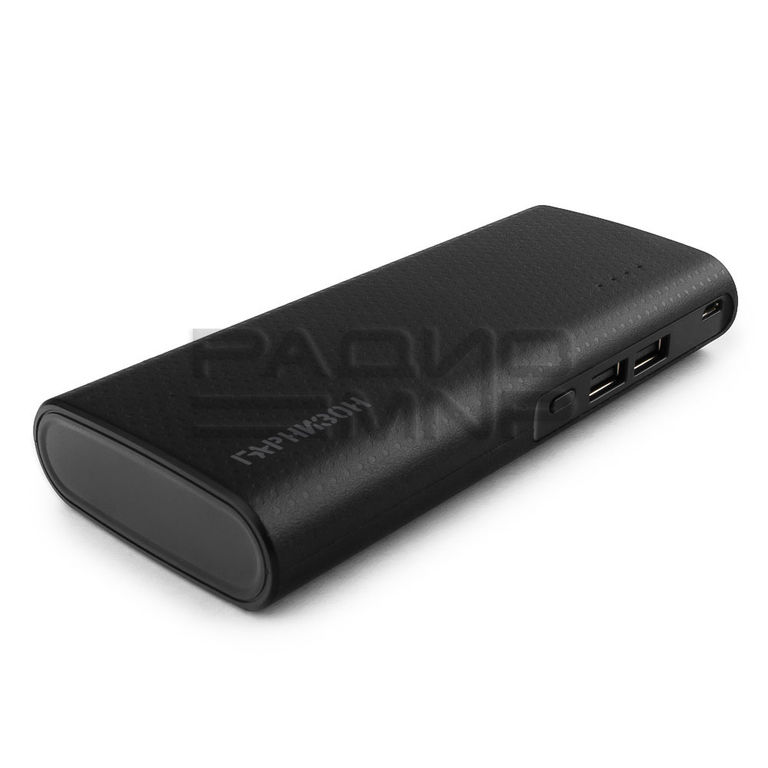 Портативный аккумулятор 10000mAh 2гн.USB 5V, 2.1А (чёрный) "Гарнизон"