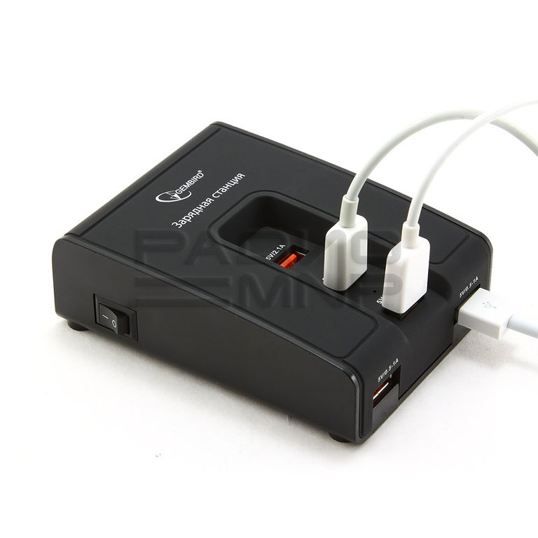 Зарядная станция с выходом 5гн.USB 5V, суммарно 5A (чёрный) "Gembird" 3