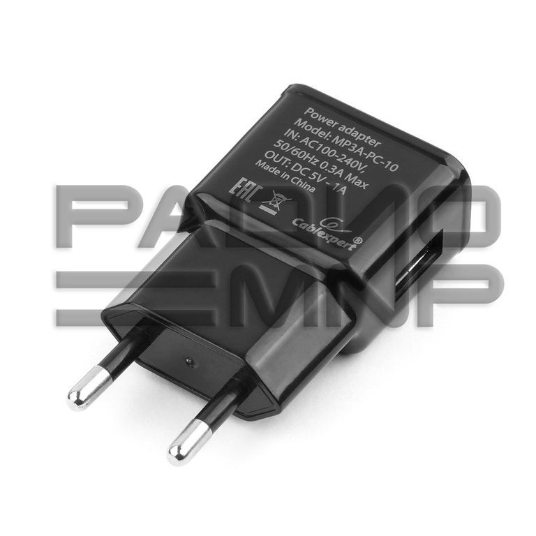 Адаптер постоянного тока 220В с выходом 1гн.USB 5V, 1A (чёрный) "Cablexpert" 2