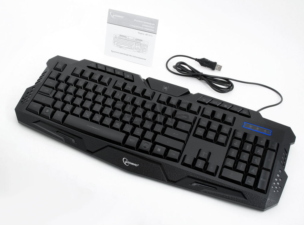 Клавиатура игровая "Gembird" KB-G11L, USB, 104кл.+9 мультимедиа клавиш, подсветка 3цвета, (чёрный) 4