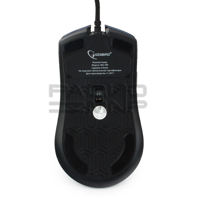 Мышь компьютерная игровая "Gembird" MG-700, USB, 6кн.+колесо кнопка, 2500DPI, кабель 1,7м (чёрный) 2