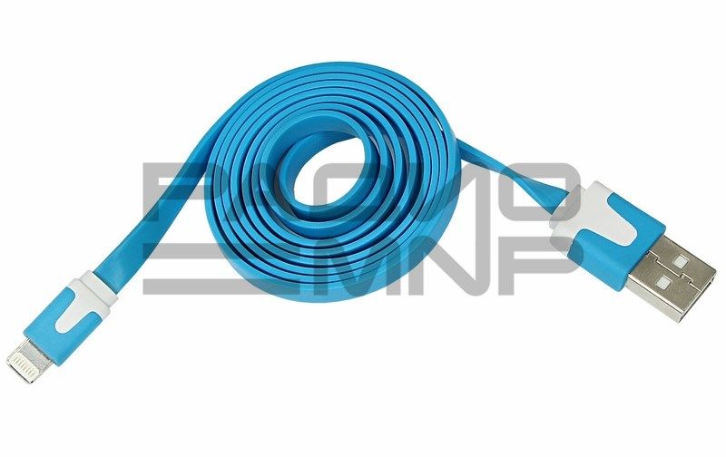 USB кабель шт.USB (A) - шт.Lightning 1,0м плоский шнур, синий "Rexant"