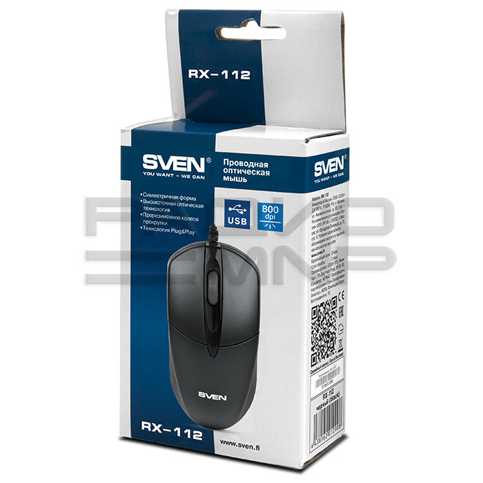 Мышь компьютерная Sven RX-112, USB+PS/2 (черный, коробка) 5