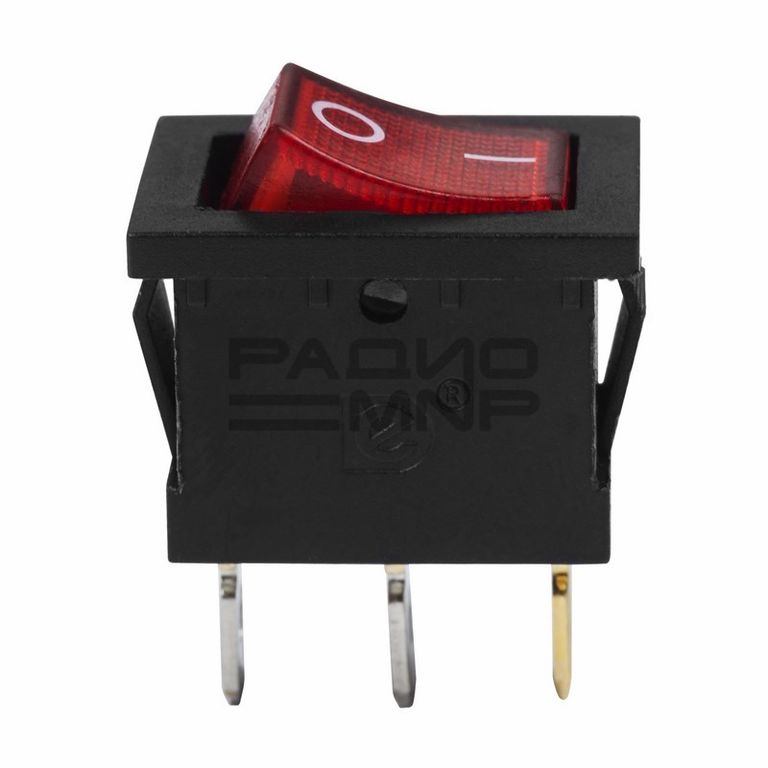 Переключатель клавишный с подсветкой Mini, RWB-206-1 on-off, 3 контакта 15А, 24В (красный) 3