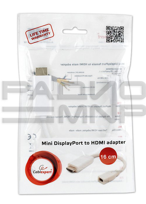 Переходник шт. HDMI - гн. mini DisplayPort шнур 16см "Cablexpert" 2