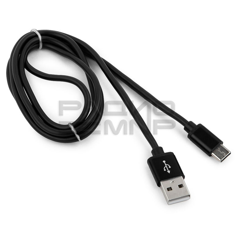 USB кабель шт.USB (A) - шт.Type-C "Cablexpert", серия Silver, чёрный, блистер, 1м 2