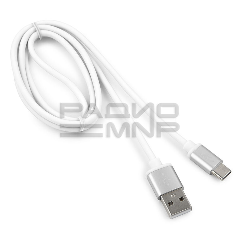 USB кабель шт.USB (A) - шт.Type-C "Cablexpert", серия Silver, белый, блистер, 1м 2