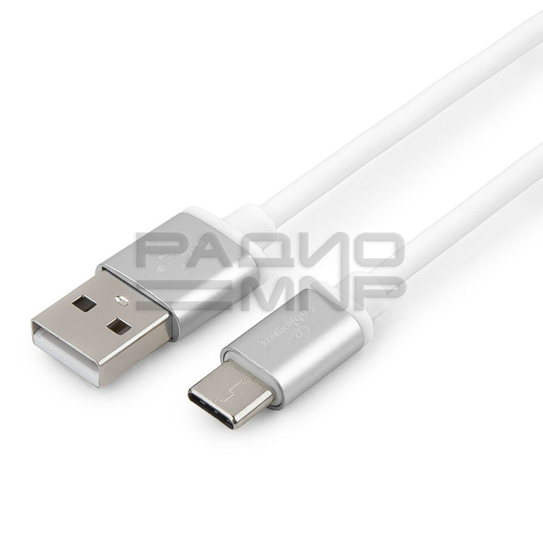 USB кабель шт.USB (A) - шт.Type-C "Cablexpert", серия Silver, белый, блистер, 1м 1