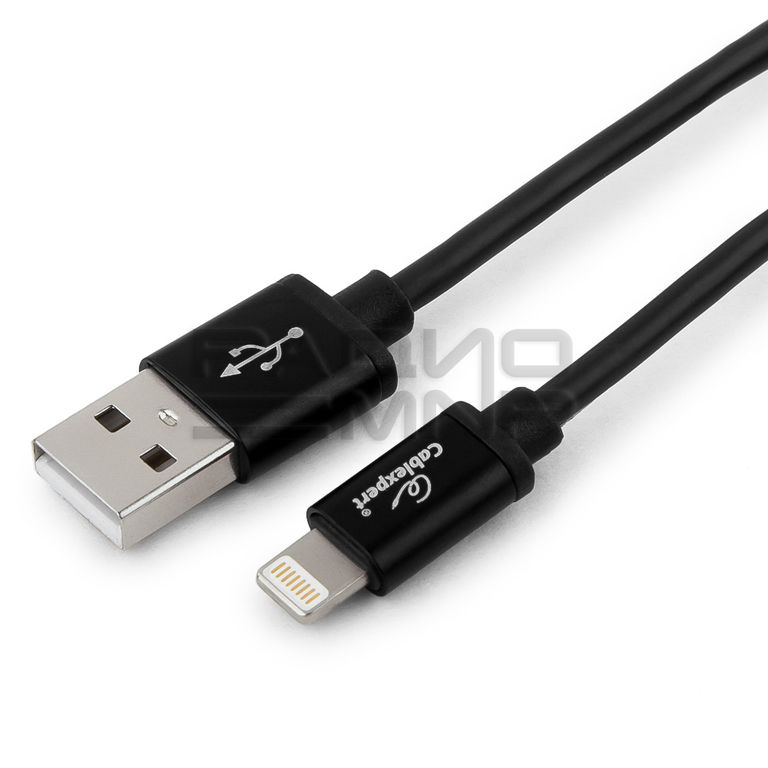 USB кабель шт.USB (A) - шт.Lightning 1,0м черный, блистер серия Silver "Cablexpert" 1