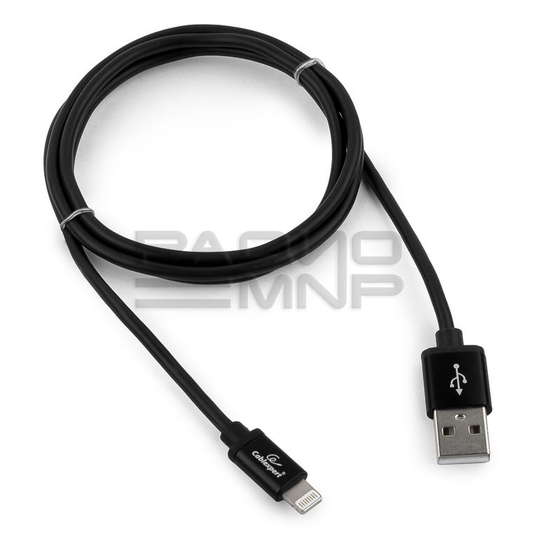 USB кабель шт.USB (A) - шт.Lightning 1,0м черный, блистер серия Silver "Cablexpert" 2