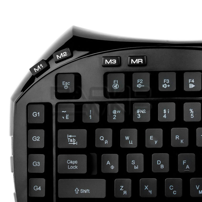 Клавиатура игровая "Gembird" KB-G100L,USB, 104кл.+ 9 клавиш, подсветка синяя, кабель 1,5м (чёрный) 4